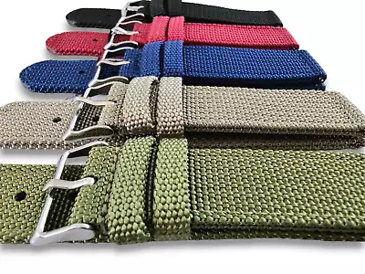 Sailcloth Canvas Watch Strap 18mm 20mm 22mm 24mm Khaki Green Red Blue Black • £8.95