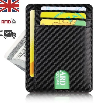 £5.38 • Buy Men Anti-scan Leather Slim ID Credit Card Holder RFID Blocking Thin Small Wallet