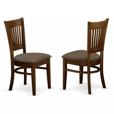 VAC-ESP-C Vancouver Linen Fabric Seat Chairs For Dining Room - Espresso Finish • $135.46