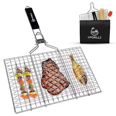 BBQ Fish Grill Basket For Outdoor Grill Stainless Steel Vegetable Grilling Bask • $24.80