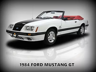 1984 Ford Mustang GT Convertible New Metal Sign: Black & White W/ Red Interior • $19.99