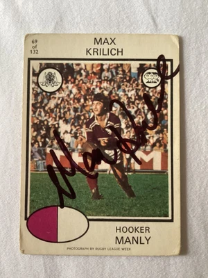 $15 • Buy 1975 Max Krilich Signed Scanlens Rugby League Card Good-very Good Cond