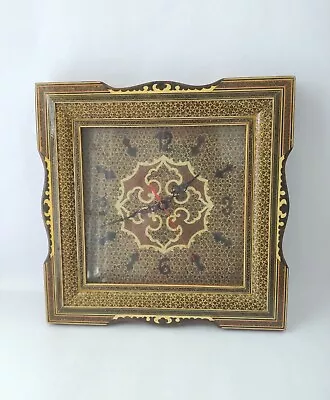 Handmade Persian Marquetry Micro Mosaic Wooden Quartz Wall Clock Works  • $59