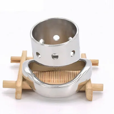 Stainless Steel Male Chastity Device Open Cage Men Metal Locking Belt CC367 • $19.99