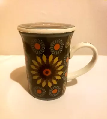 Vera Bradley Coffee Mug Blue/ Orange/ Brown With Lid • $19.99