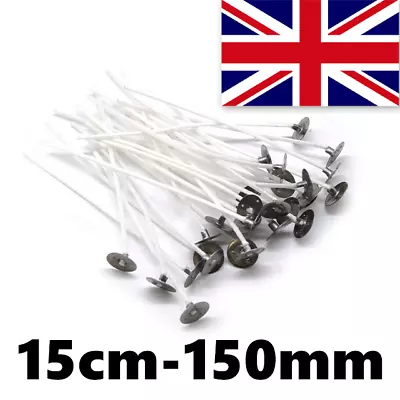 20 X Pre Waxed Candle Wicks With Sustainers Craft Candle Making 15cm UK SELLER • £2.59