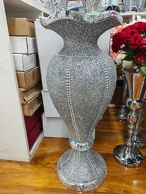 £69.99 • Buy X Large 80cm Shiny Sparkly Mirror Crushed Diamond Glitter Flower POT Floor Vase