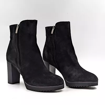 La Canadienne Women Myranda Black Suede Waterproof Dressy Office Boots Size 9 • $245