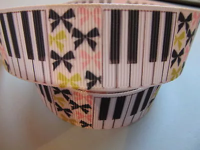 Grosgrain Piano Music With Bows Ribbon 1  25mm • £1.90