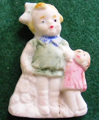 Vintage Bisque Ceramic Little Girl With Doll 2  X 1 1/4  • $6.99