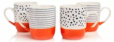 £18.95 • Buy Orange & White  4 Piece Mug Set New Bone China Tea Coffee Mugs Cups