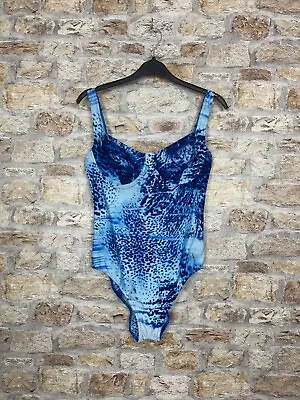 VTG 1 Piece Geometric Naturana Bold Swimming Costume Bodysuit Women's UK 14 • £10.99