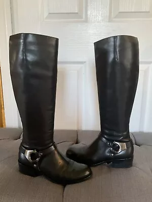 Via Spiga Kacey Black Leather Riding Boots Size 5.5 • $49