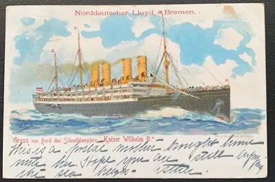 Norddeutscher Lloyd Bremen Kaiser Wilhelm Ii Steamship 1906 German Postcard Used • $10