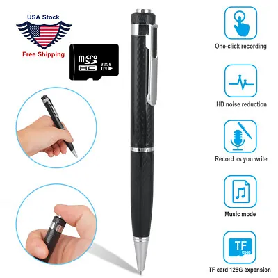 32GB Mini Digital Voice Activated Recorder Pen Rechargeable Audio MP3 Player New • $17.38