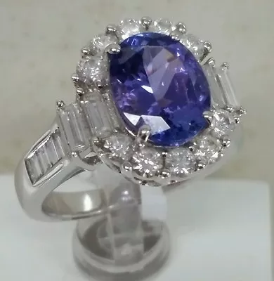 18k Gold Gemstone Tanzanite  4.20ct AAA Quality 1.41ct F VS2 Fine Jewelry Ring.  • $2495