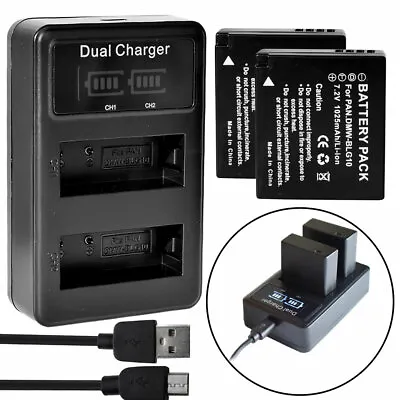 2 Battery +LCD Charger For Panasonic DMC-GF3 LX100 [DMW-BLG10E DMW-BLE9E BP-DC15 • £23.99