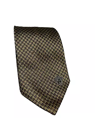 Versace  Tie Black And  Gold Geometric With Medusa Print At The Bottom • $29.97