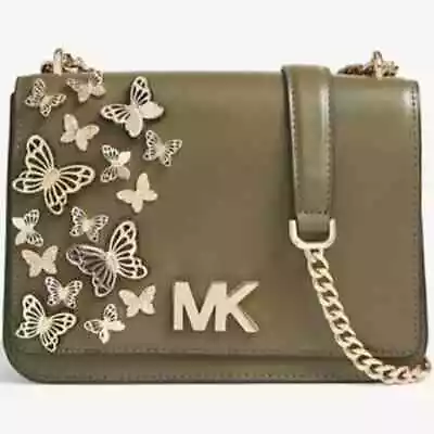 Michael Michael Kors OLIVE Leather Mott Butterfly Chain Shoulder Bag (358.00) • $149
