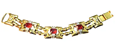 RARE McClelland Barclay Link Bracelet With Inset Rhinestones Spectacular Design! • $311.63