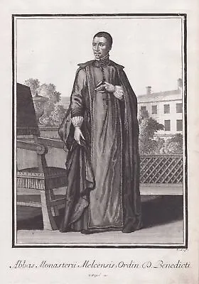 Abbas Monasterii Benediktiner Order Trachten Engraving Costumes Clara 1703 • £45.23