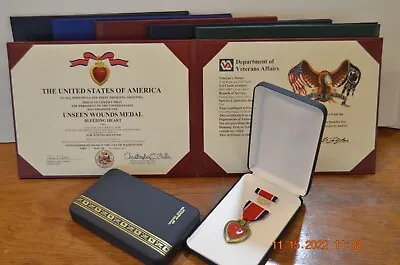 Unseen Wound Medal Ribbon’s In Medal Case With Certificate And Certificate Fold • $62.95