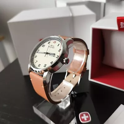 Swiss Military Attitude Quartz Off-White Dial Men's Watch Day/Date Brand New • £104
