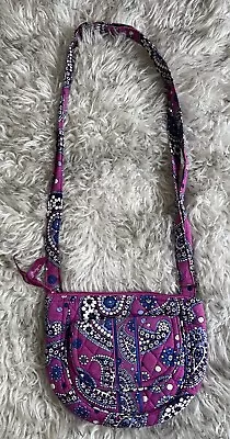 Vera Bradley Purple Strapped Quilted Paisley Hipster Crossbody Bag Adjustable • $10