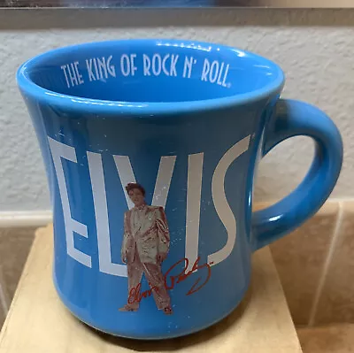 Blue Elvis Presley Signature Coffee 12oz Cup Mug The King Of Rock N Roll NOS • $11.99