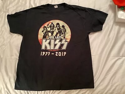 KISS Band Tee Shirt One Last Kiss 1973-2019 X-Large Black Fruit Of The Loom HD • $26