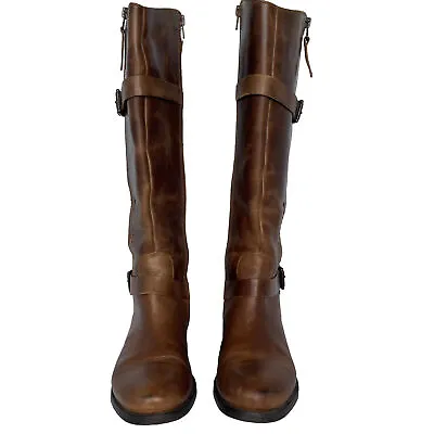 Matisse Militia Women’s 6.5 Leather Side Zip Riding Brown Cognac Knee High Boots • $29.95