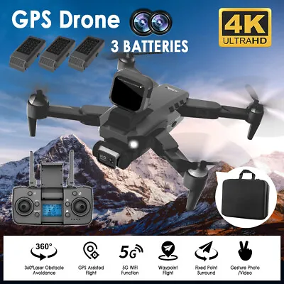 $198.99 • Buy GPS RC Drone 4K Dual HD Camera 5G FPV Obstacle Avoidance Brushless Quadcopter