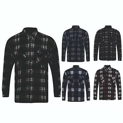 Mens Fleece Shirt Lumberjack Work Coat Jacket Check Thermal Winter Warm NEW  • £9.95