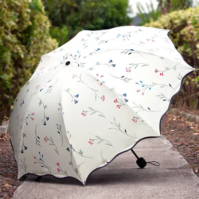 $18.80 • Buy Women 3 Folding Flower Umbrella Anti-UV Sun Rain Protection Parasol RY