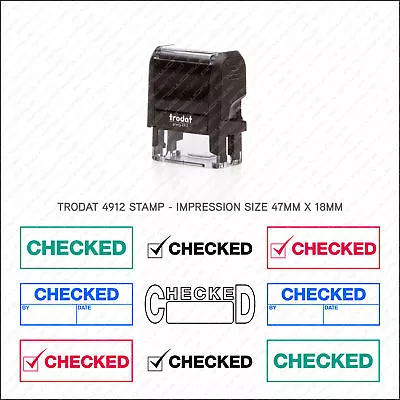 Checked Rubber Stamp Self Inking Business Shop Office Hotel School - Trodat 4912 • £14.99