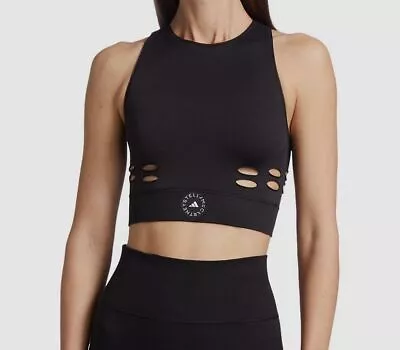 $100 Adidas By Stella McCartney Women's Black Seamless Cut Out Crop Top Size XS • $31.98