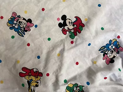 VTG DUNDEE Disney Babies Fitted Crib Sheet TOY BOX Mickey Minnie Mouse USA Dots • $14.99