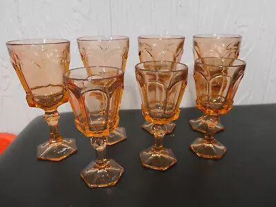 Vintage Fostoria Peach Wine Goblets- 7 Glasses Total • $60