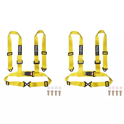 2 X Universal 4 Point Buckle Racing Seat Belt Harness Black/blue/red/yellow/gray • $49.99