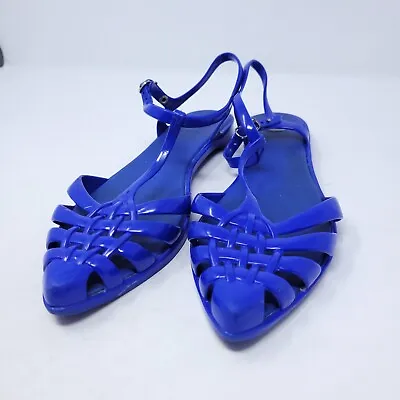 Melissa Women’s Blue Jelly Sandals Heart Lock Charm Size 7 EUC • $35