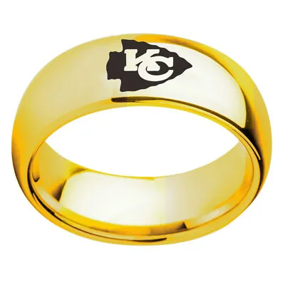 Football Team Kansas City Chiefs Stainless Steel Rings Men's Band Gift Size 6-13 • $4.99