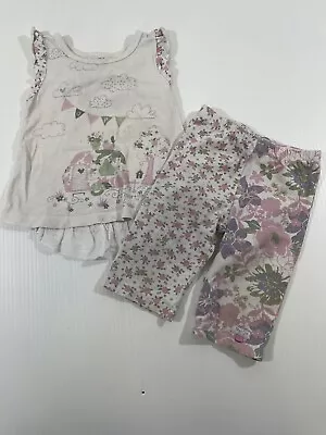 Naartjie Baby Girls White Camp Tank Top Floral Legging Pants 12-18 18-24M • $9.19