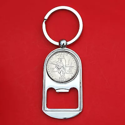 US 2003 Illinois State Quarter BU Unc Coin Key Chain Ring Bottle Opener NEW  • $9.95