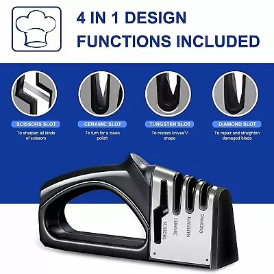 4 Way Knife Sharpener Professional Ceramic Tungsten Kitchen Sharpening System • $8.99