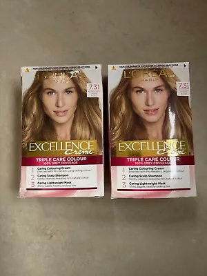 2 X L'Oreal Excellence Cool Creme Colour 7.31 Natural Dark Caramel Blonde • £18.85