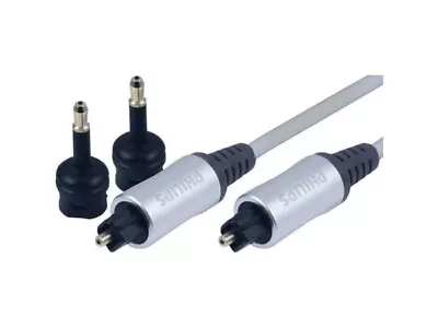 Philips 6' Elite Toslink Digital Fiber Optic Cable With 2 Mini Adapters - Gray • $10