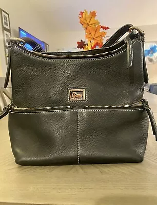 Dooney & Bourke Dillen Pebbled Black Leather Pocket Satchel • $75