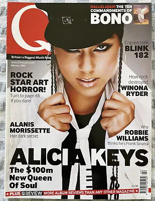 Q Magazine February 2002 Alicia Keys Blink 182 Bono Excellent Condition • $12