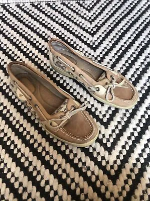 Sperry Top Slider Womens Size 5.5 Leopard Bling Gold Casual Boat Loafer Shoes • $21.80