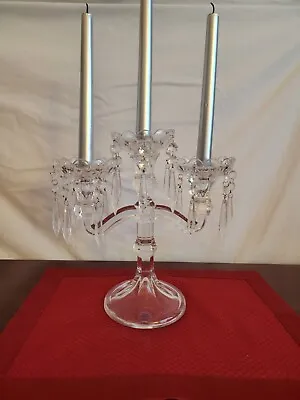 Vintage 24% Lead Crystal Candlesticks Holder Chandelier From Czechoslovakia • $75